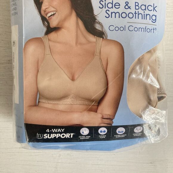Playtex 18 Hour Seamless Wirefree Bra 4049 Back Side Smoothing Nude Size 42DDD - Picture 5 of 7